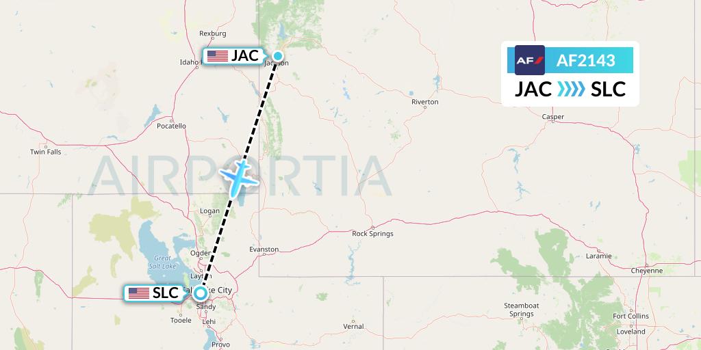 AF2143 Air France Flight Map: Jackson to Salt Lake City