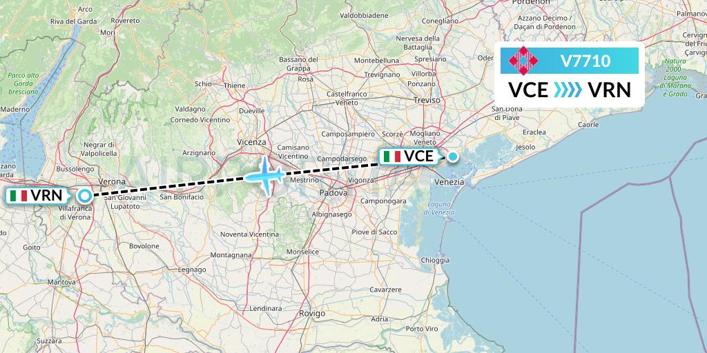 V7710 Volotea Flight Map: Venice to Verona