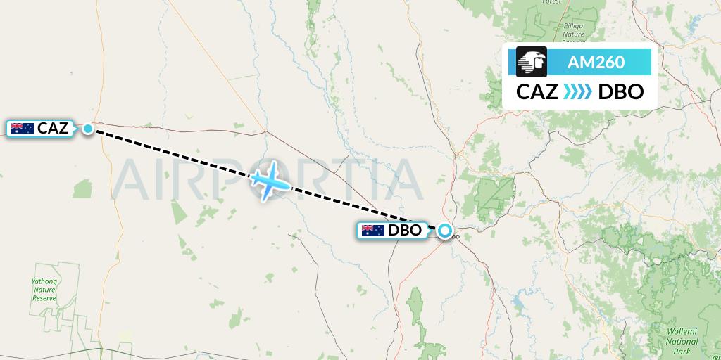 AM260 Aeromexico Flight Map: Australia to Dubbo