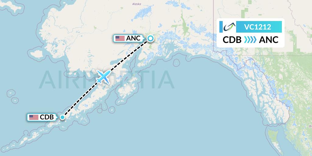 VC1212 ViaAir Flight Map: Cold Bay to Anchorage
