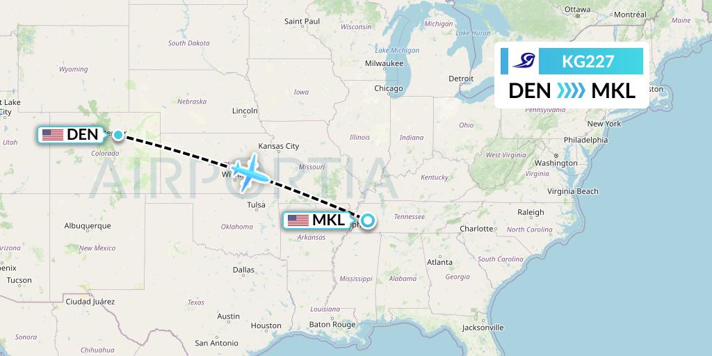KG227 Key Lime Air Flight Map: Denver to Jackson