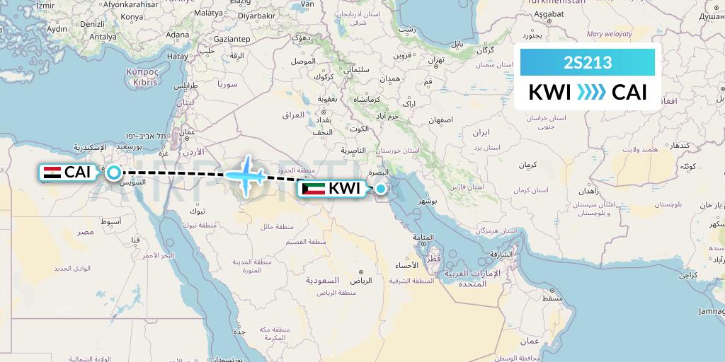 2S213 Star Equatorial AL Flight Map: Kuwait City to Cairo