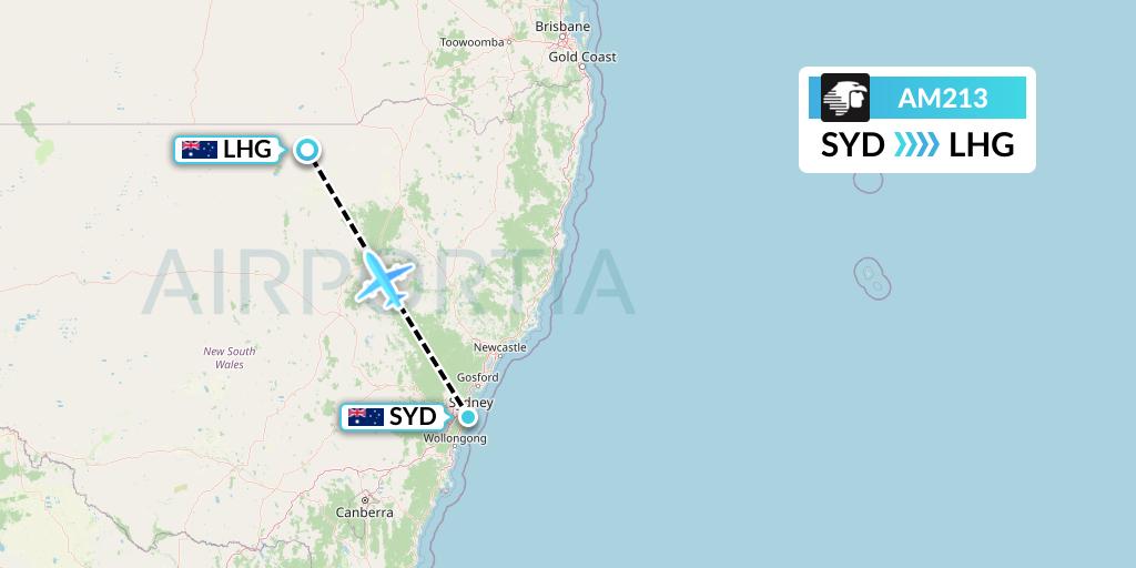 AM213 Aeromexico Flight Map: Sydney to Australia