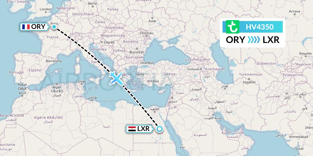 HV4350 Transavia Flight Map: Paris to Luxor