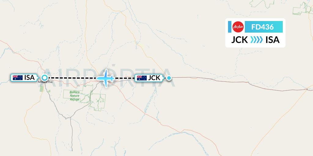 FD436 Thai AirAsia Flight Map: Australia to Mount Isa