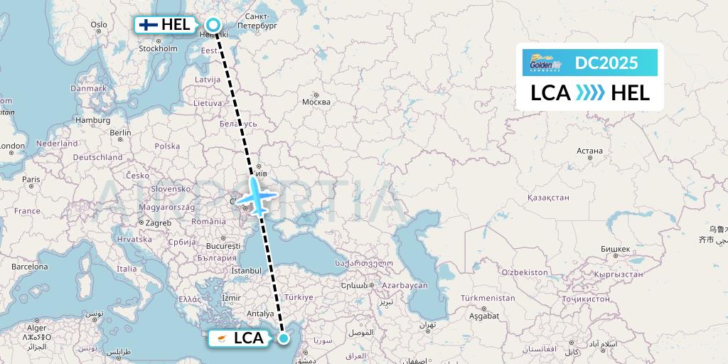 DC2025 Braathens Regional Flight Map: Larnaca to Helsinki
