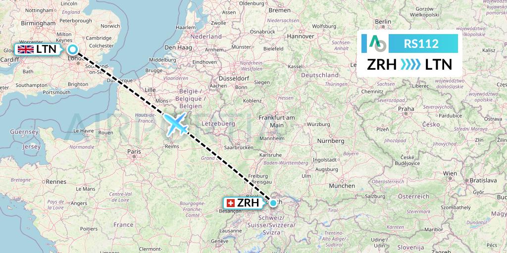 RS112 Air Seoul Flight Map: Zurich to London