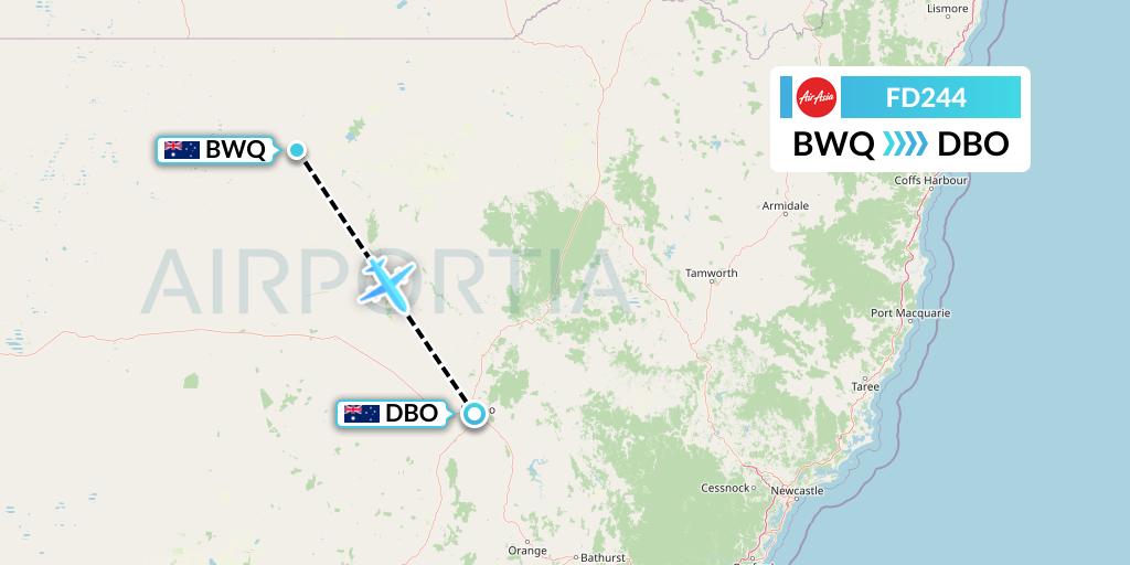 FD244 Thai AirAsia Flight Map: Australia to Dubbo