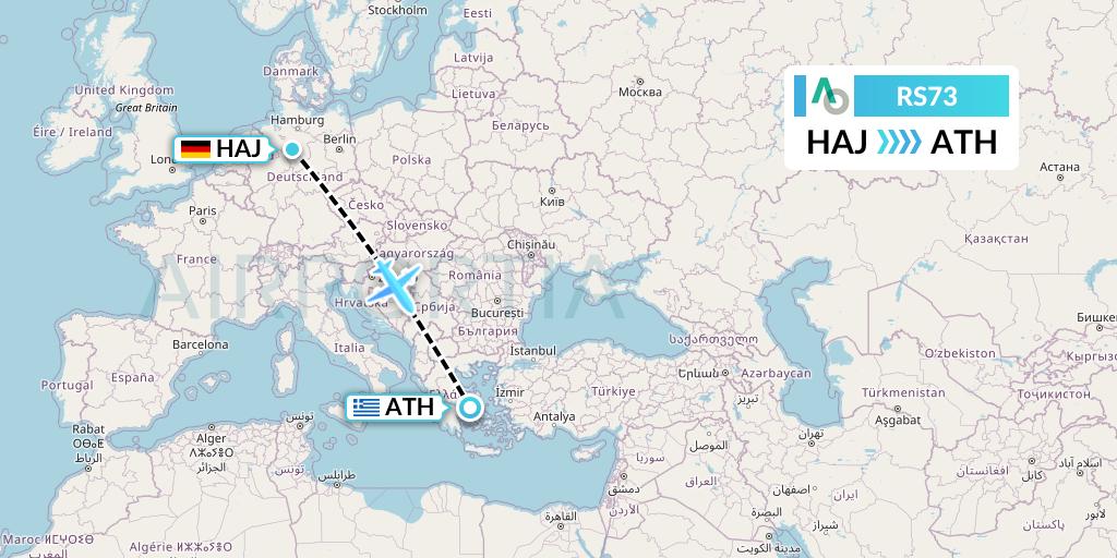 RS73 Air Seoul Flight Map: Hannover to Athens