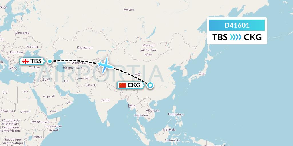 D41601 Dart Flight Map: Tbilisi to Chongqing