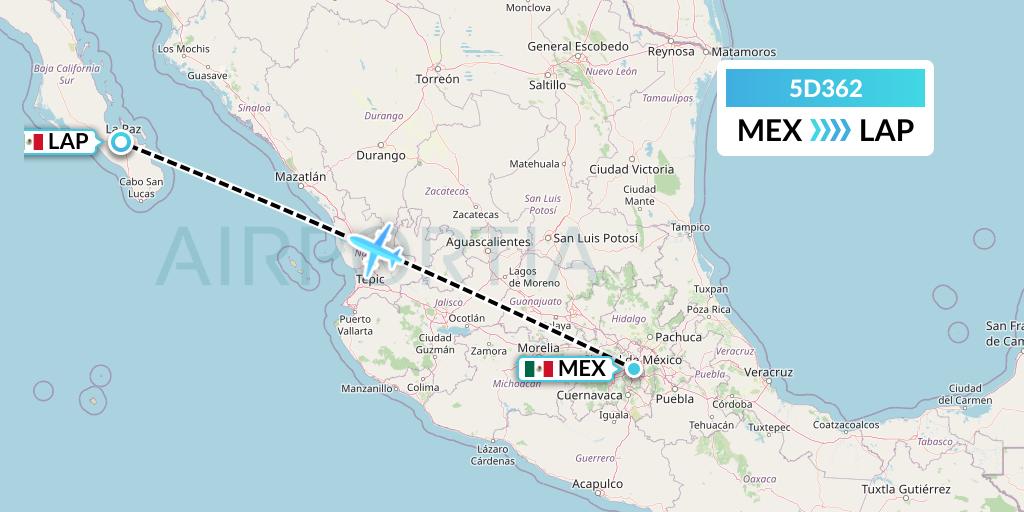 5D362 Aeromexico Connect Flight Map: Mexico City to La Paz