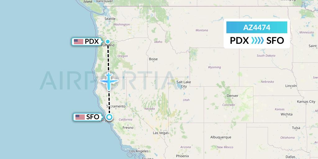 AZ4474 ITA Airways Flight Map: Portland to San Francisco