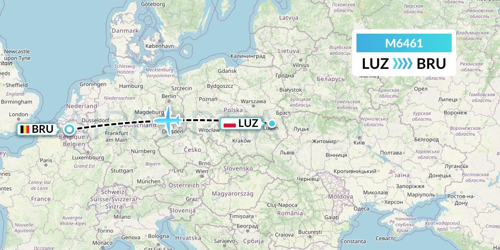 M6461 Amerijet International Flight Map: Lublin to Brussels