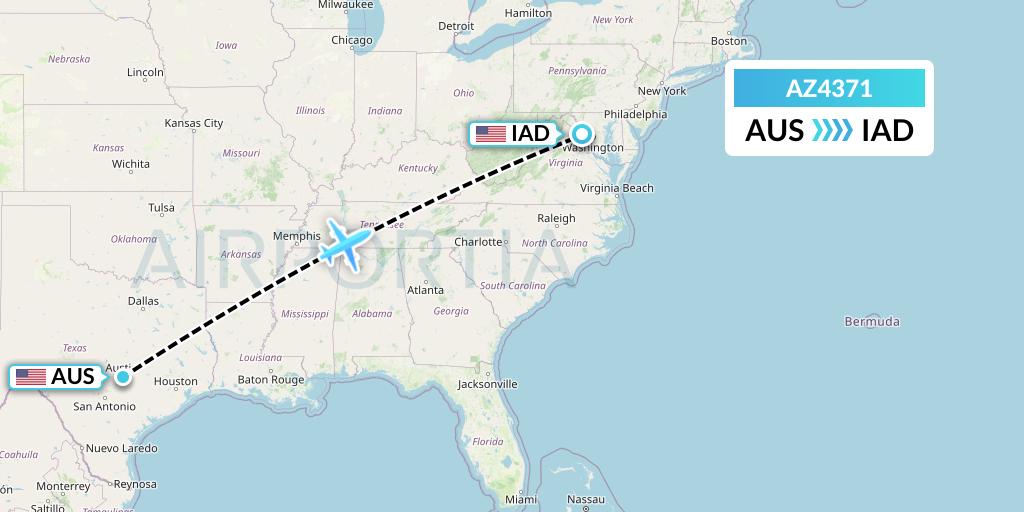 AZ4371 ITA Airways Flight Map: Austin to Washington