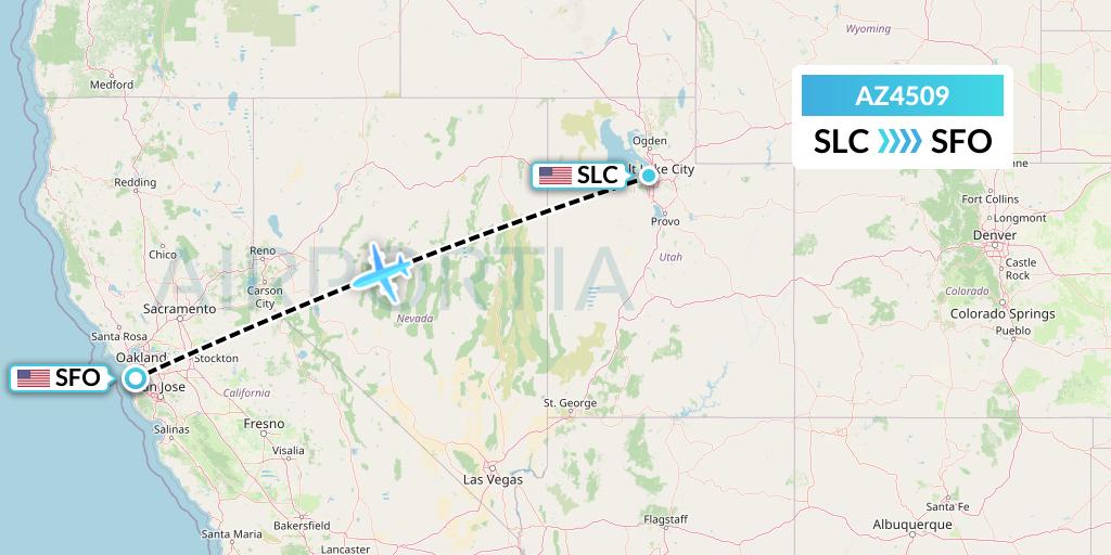 AZ4509 ITA Airways Flight Map: Salt Lake City to San Francisco