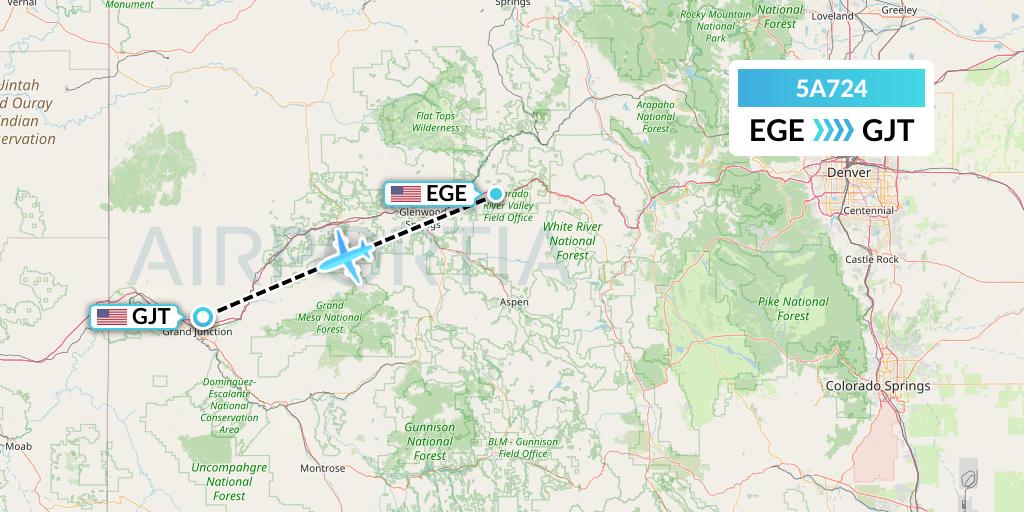 5A724 Alpine Air Express Flight Map: Eagle to Grand Junction