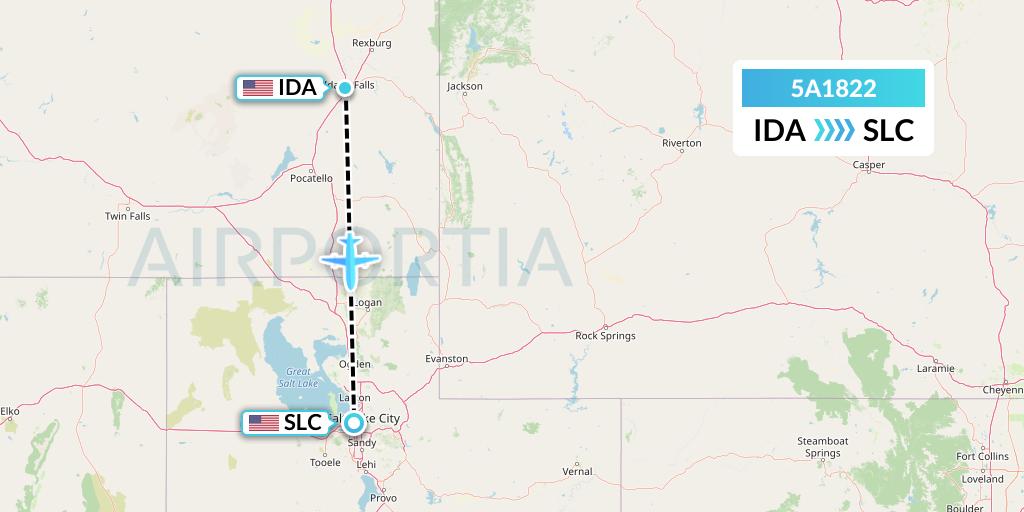 5A1822 Alpine Air Express Flight Map: Idaho Falls to Salt Lake City