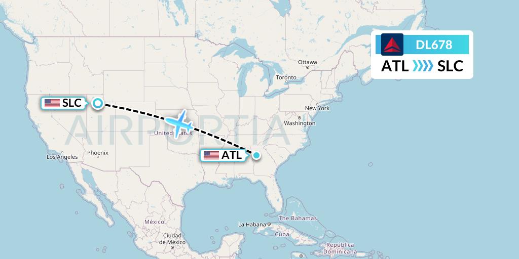 DL678 Delta Air Lines Flight Map: Atlanta to Salt Lake City