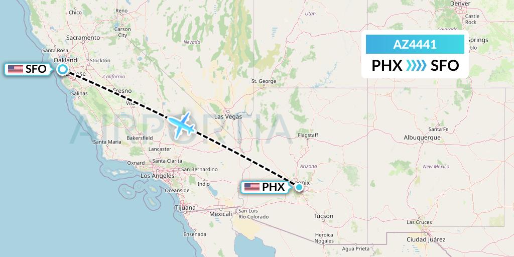 AZ4441 ITA Airways Flight Map: Phoenix to San Francisco