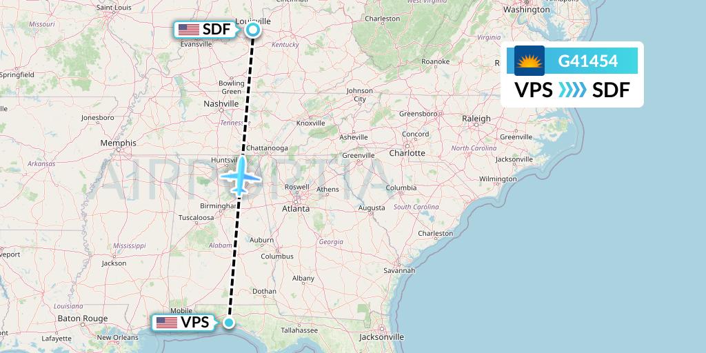 G41454 Allegiant Air Flight Map: Valparaiso to Louisville
