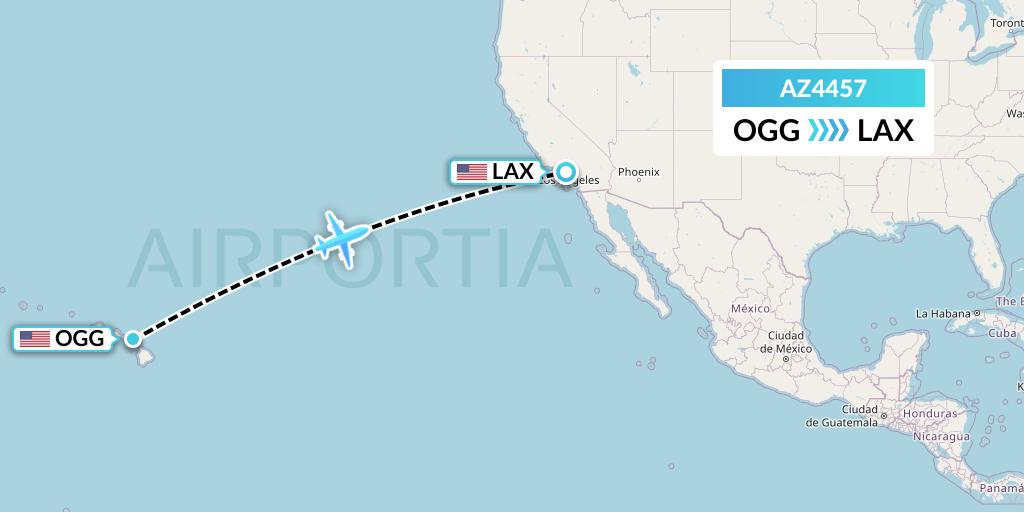 AZ4457 ITA Airways Flight Map: Kahului to Los Angeles