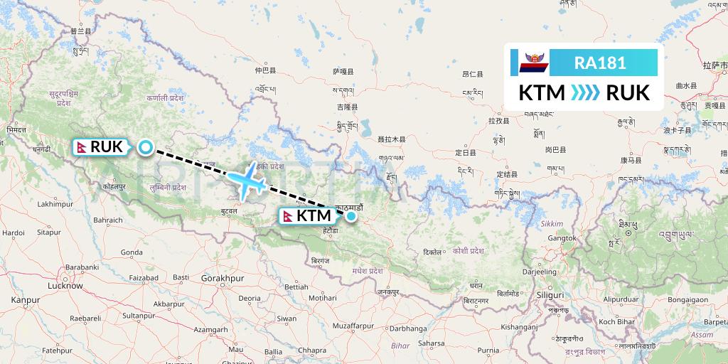 RA181 Royal Nepal Airlines Flight Map: Kathmandu to Rukumkot