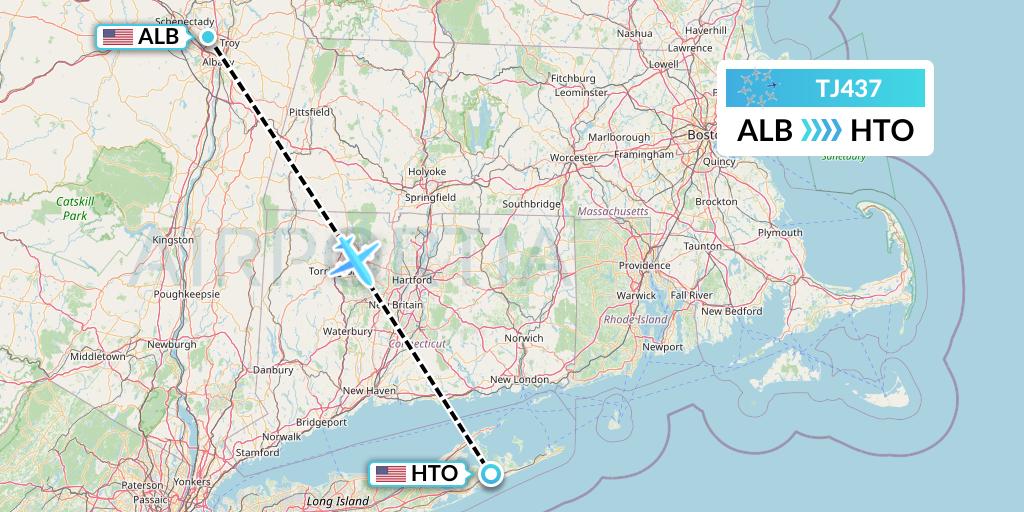TJ437 Tradewind Aviation Flight Map: Albany to East Hampton