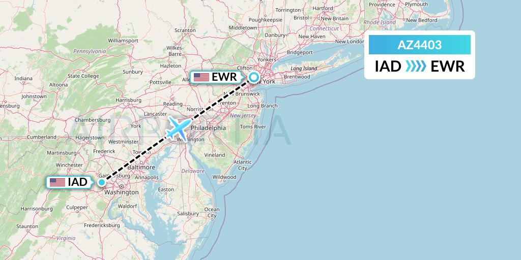 AZ4403 ITA Airways Flight Map: Washington to New York