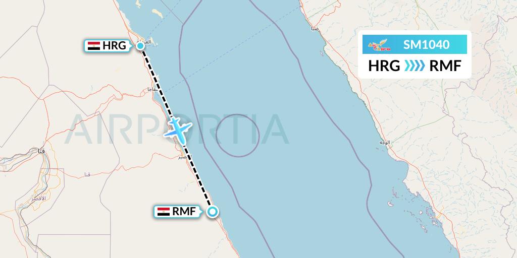 SM1040 Air Cairo Flight Map: Hurghada to Marsa Alam