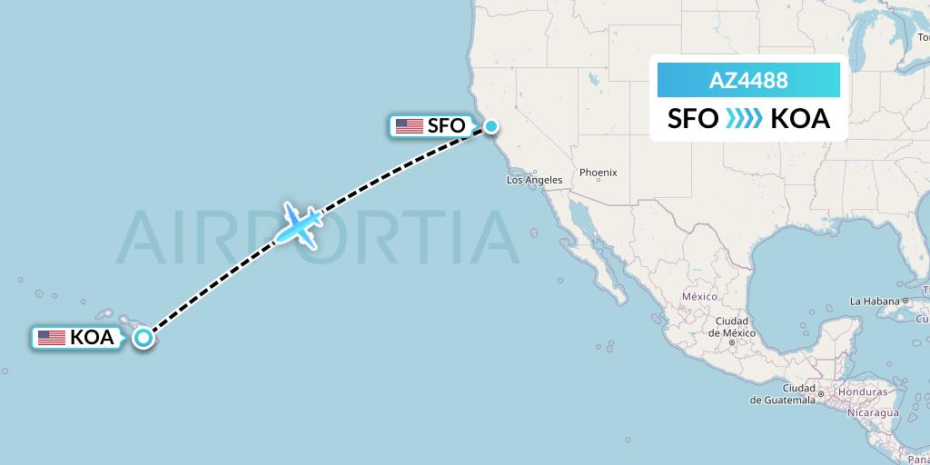 AZ4488 ITA Airways Flight Map: San Francisco to Kailua-Kona