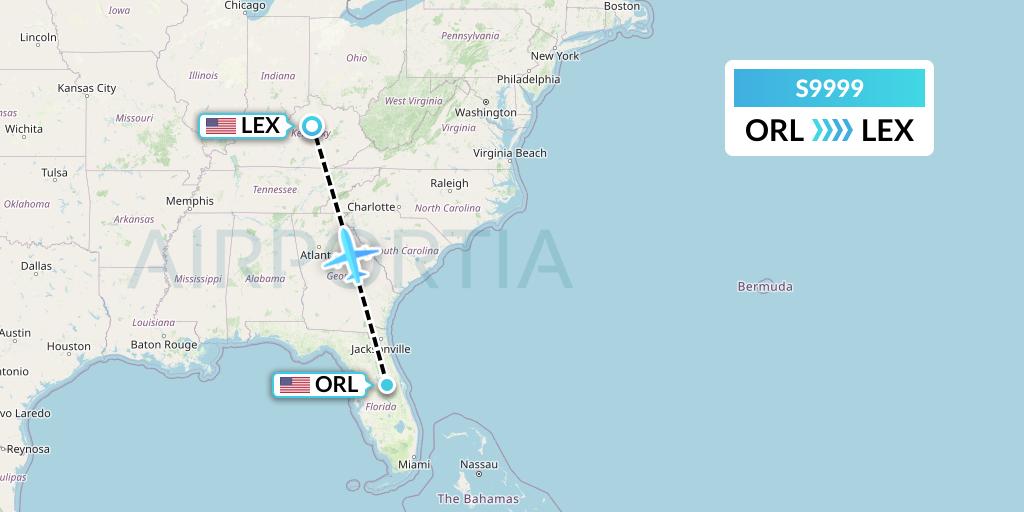 S9999 Flybig Flight Map: Orlando to Lexington