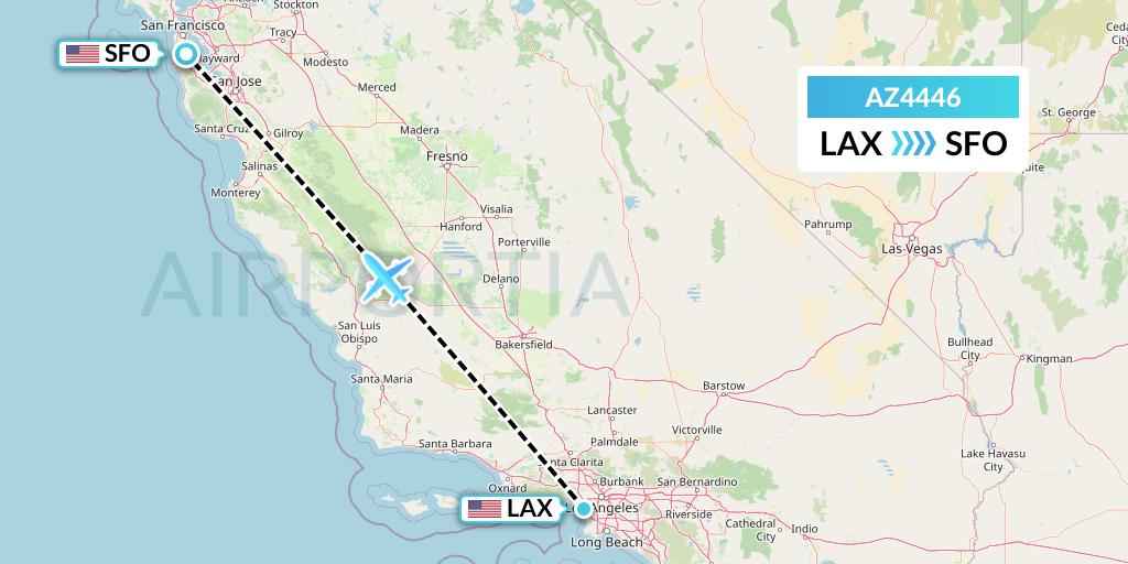 AZ4446 ITA Airways Flight Map: Los Angeles to San Francisco