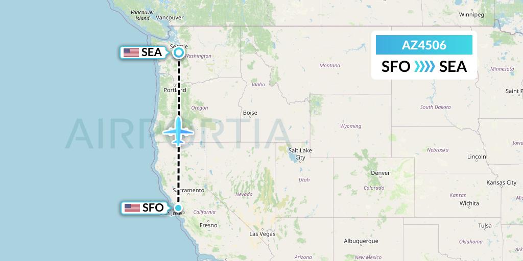 AZ4506 ITA Airways Flight Map: San Francisco to Seattle