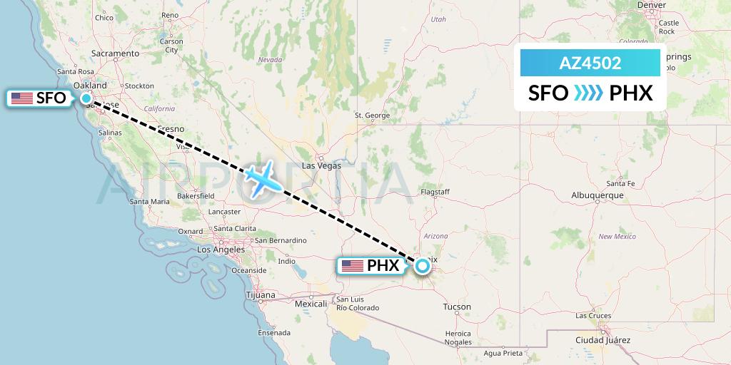 AZ4502 ITA Airways Flight Map: San Francisco to Phoenix