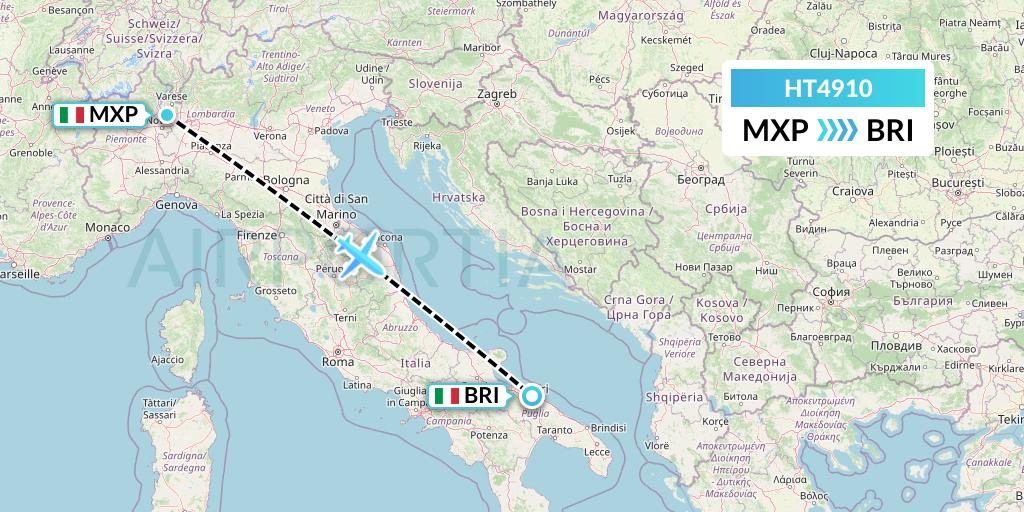 HT4910 Ningxia Cargo Airlines CO.,LTD Flight Map: Milan to Bari
