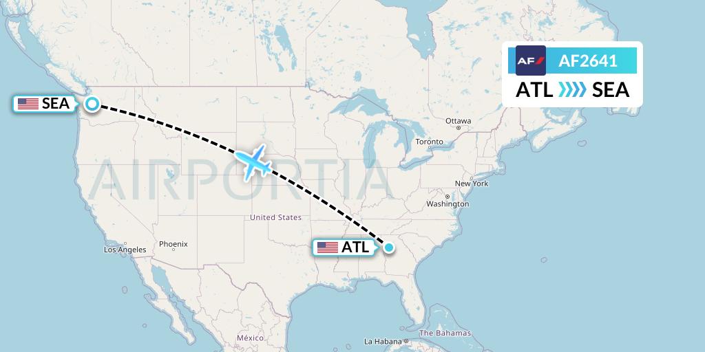 AF2641 Air France Flight Map: Atlanta to Seattle