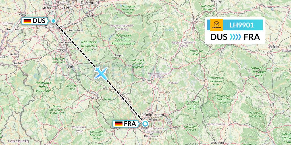 LH9901 Lufthansa Flight Map: Dusseldorf to Frankfurt