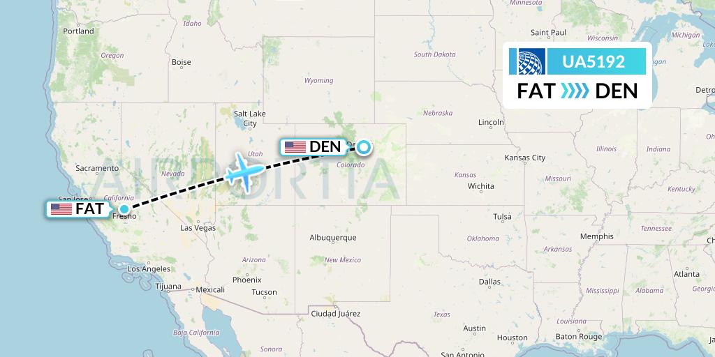 UA5192 United Airlines Flight Map: Fresno to Denver