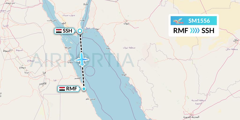 SM1556 Air Cairo Flight Map: Marsa Alam to Sharm el-Sheikh