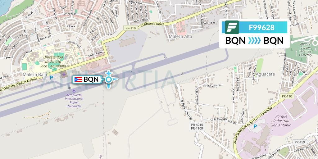 F99628 Frontier Airlines Flight Map: Aguadilla to Aguadilla