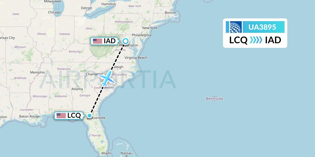 UA3895 United Airlines Flight Map: Lake City to Washington