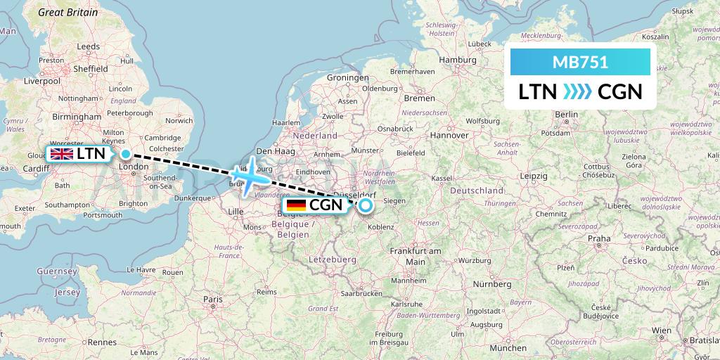 MB751 MNG Airlines Flight Map: London to Cologne