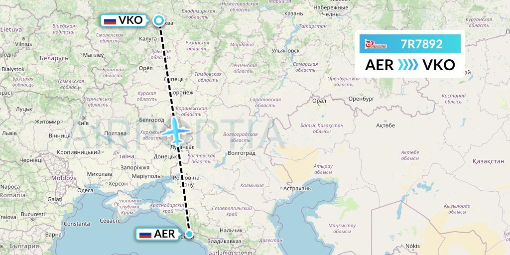 7R7892 Rusline Flight Map: Sochi to Moscow