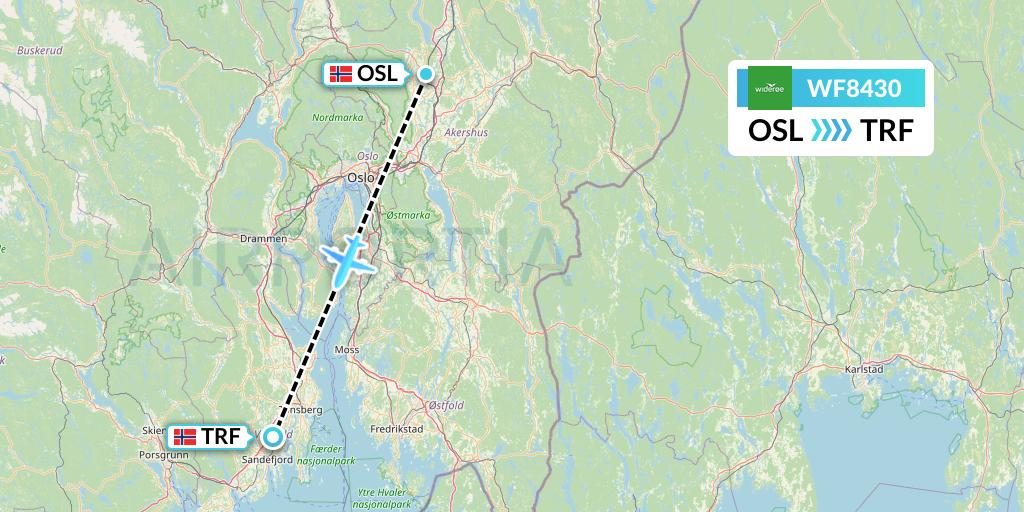 WF8430 Wideroe Flight Map: Oslo to Oslo