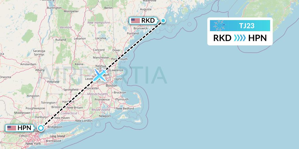TJ23 Tradewind Aviation Flight Map: Rockland to White Plains