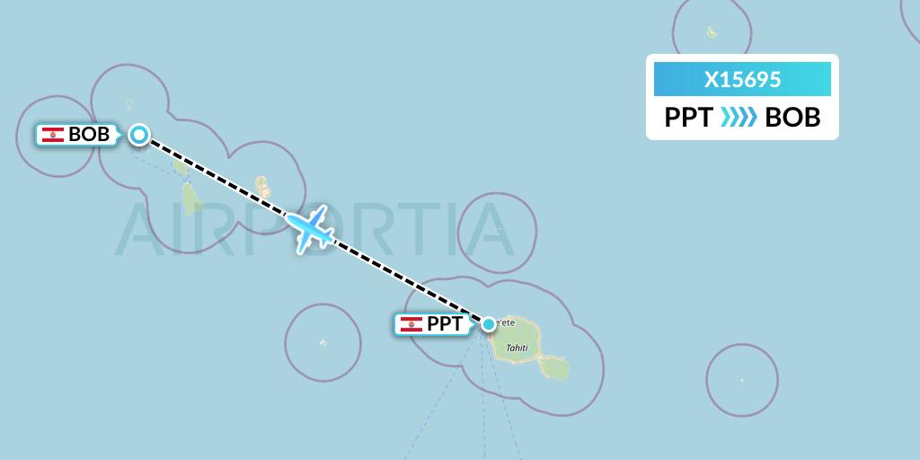 X15695 Nik Airways Flight Map: Papeete to Bora Bora