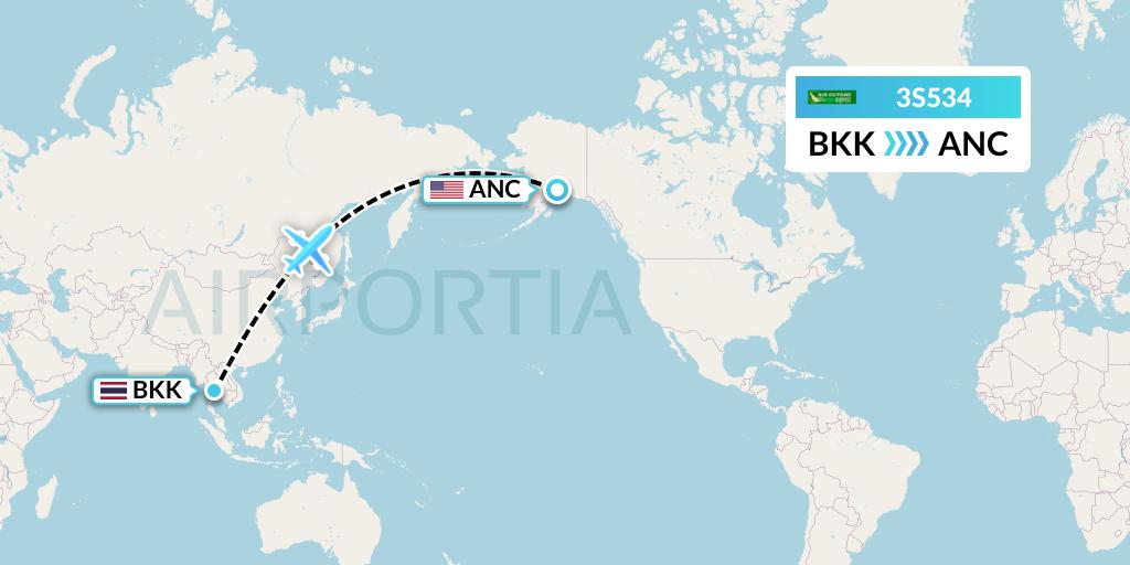 3S534 Air Antilles Express Flight Map: Bangkok to Anchorage