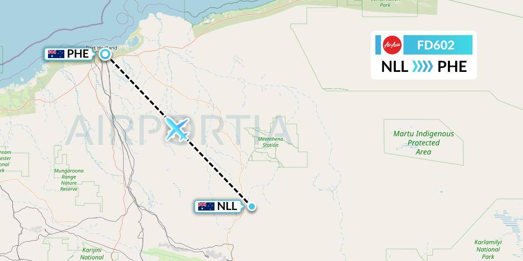 FD602 Thai AirAsia Flight Map: Australia to Port Hedland