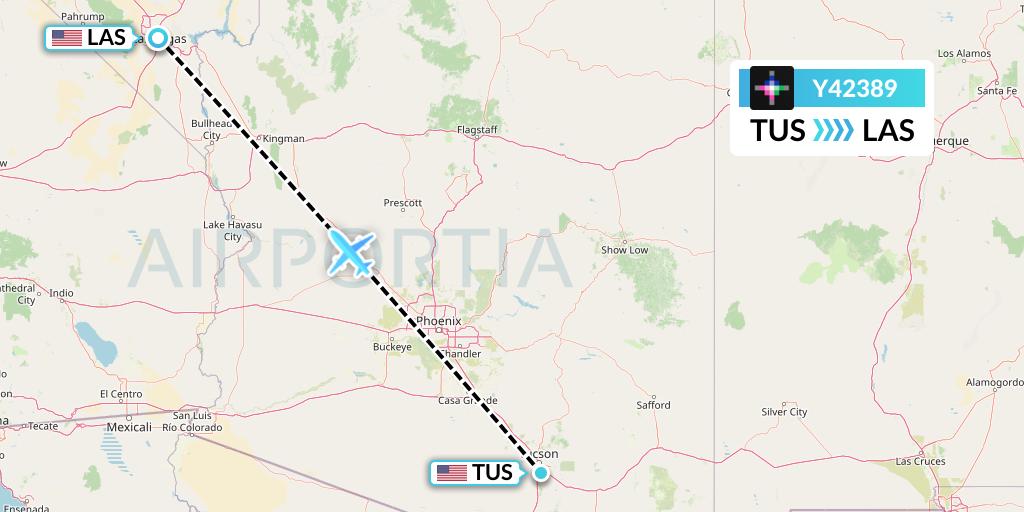 Y42389 Volaris Flight Map: Tucson to Las Vegas