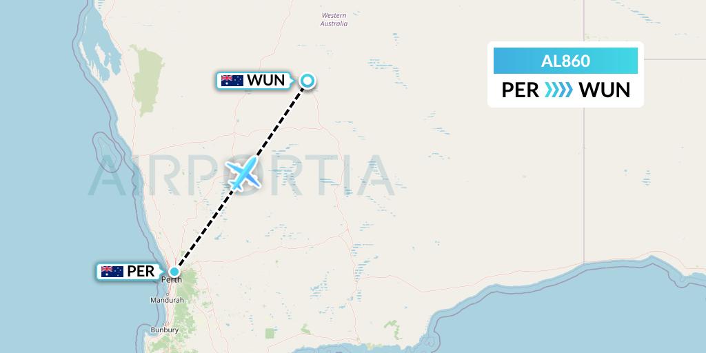 AL860 Air Leisure Flight Map: Perth to Australia